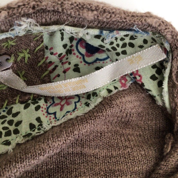 Free People Brown Cropped Cardigan Sweater w Hood - Picture 6 of 6